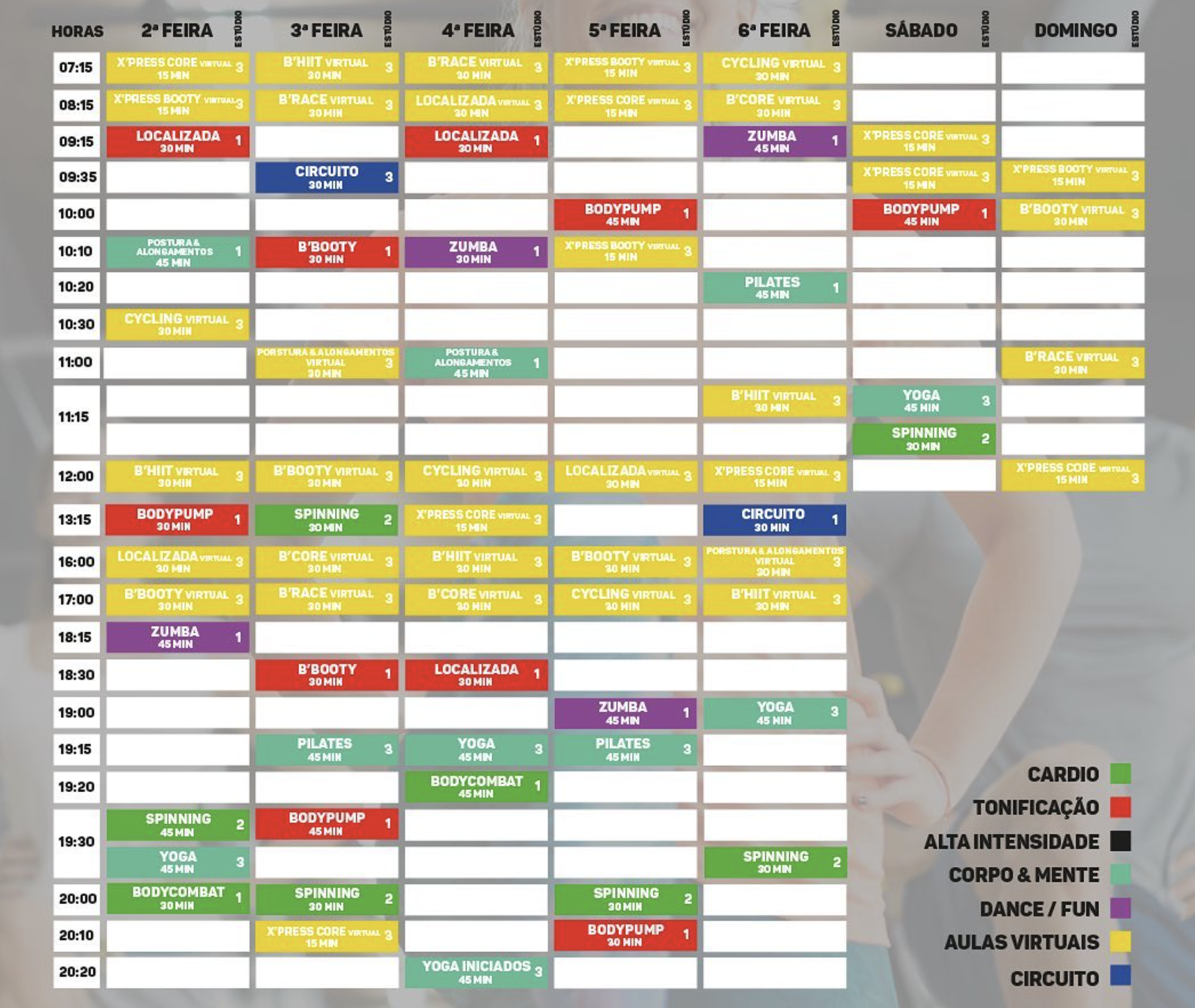 Classes schedule 1